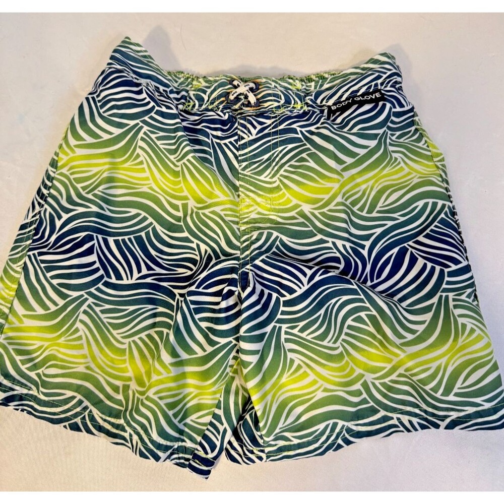 Body Glove Boys Swim Trunks Swimsuit Size 8 Small Green Pattern Board Shorts